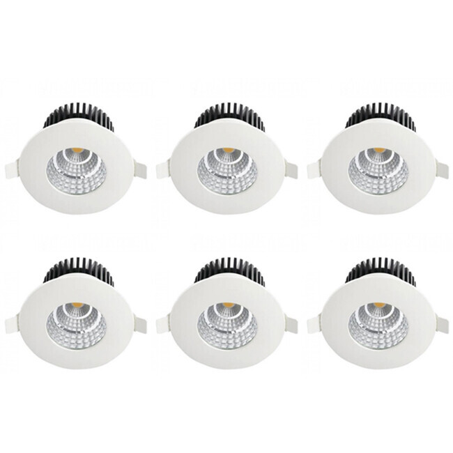 BES LED LED Spot 6 Pack - Inbouwspot - Rond 6W - Waterdicht IP65 - Natuurlijk Wit 4200K - Mat Wit Aluminium - Ã˜90mm