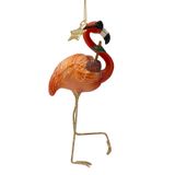 Vondels Flamant Rose Verre Boule de Noël - Orange, 16,5 cm