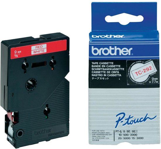 Brother TC-292 Label Tape - 9mm - Black on White