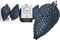 Decoris Kerstboom Kerstbal Dennenappels Blauw 6 Stuks