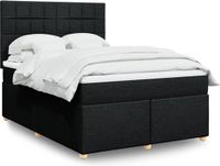 vidaXL Boxspring met matras, stof, zwart, 140x190 cm