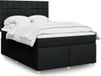 vidaXL Boxspring met matras, stof, zwart, 140x190 cm