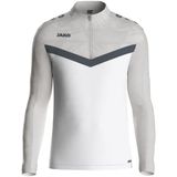 JAKO Iconische ritssluiting voor heren en dames, maat S, wit/zachtgrijs/antraciet, ademend sportsweatshirt, uniseks, met drooghoudfunctie en warme, zachte fleece-binnenkant