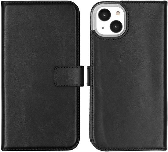 Selencia Echt Leren Bookcase voor de Apple iPhone 14 Plus - Zwart