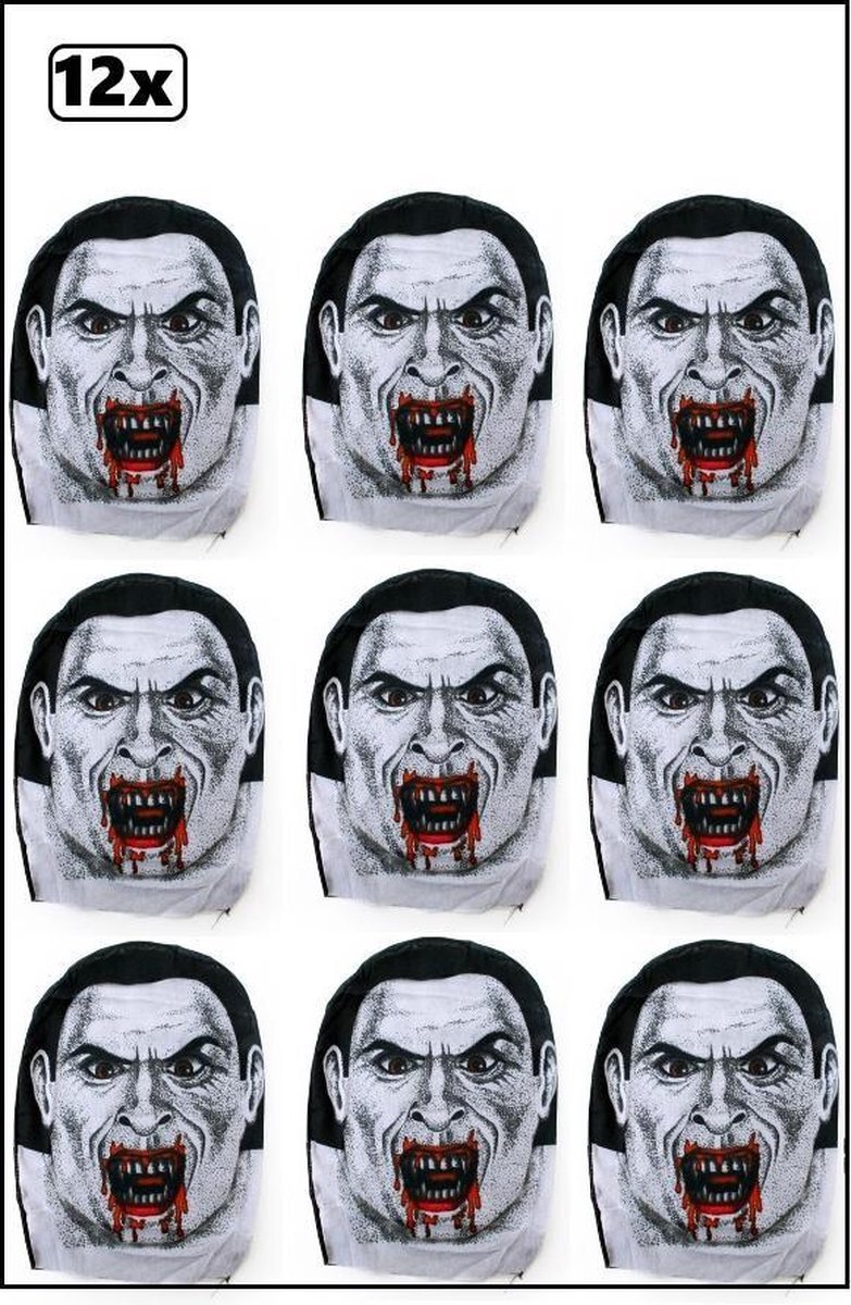 Themaparty 12x Masker dracula nylon - halloween horror griezel dracula carnaval thema feest