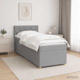 vidaXL Boxspringbed met matras, lichtgrijs, 90 x 200 cm, stof