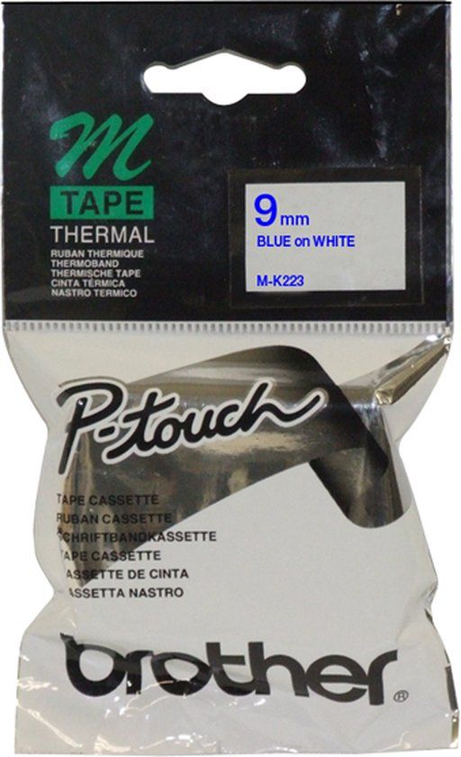 Brother M-K223 Label Tape - 9mm - Blue on White