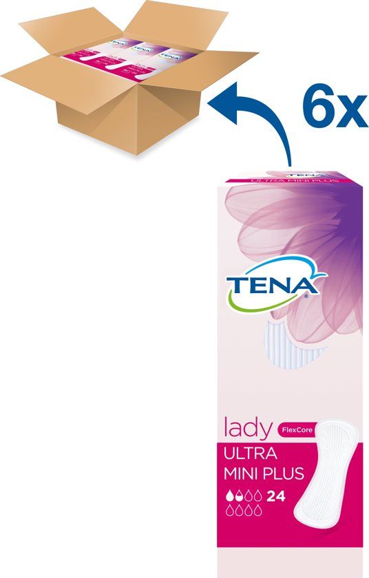 Tena Lady Incontinentie Ultra Mini Plus Voordeelverpakking - 6 x 24 inlegkruisjes
