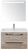 BES LED Seville Badmeubelset 80 cm - Craft Oak - Keramische Wastafel Wit Djazz met Sence Spiegel
