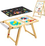 VEVOR Sensorische Tafel, 7-in-1 Kindertafel, Activiteitentafel/Schilderezel van Hout met Dubbelzijdig Schoolbord, Opbergdozen, Speelzand- & Watertafel, voor Kinderen van 3-6 Jaar
