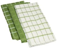 Ritz Premium 100% katoenen geruite keukenhanddoeken van badstof, zeer absorberend, superzacht, duurzaam, 63,5 x 38 cm, 3-pack, cactusgroen