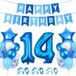 Merkloos Folieballon 14e Verjaardag Blauw - Happy Birthday Ballon