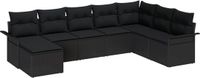 vidaXL Tuinbank Set 8-delig Zwart Polyrattan