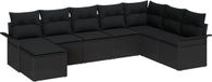 vidaXL Tuinbank Set 8-delig Zwart Polyrattan