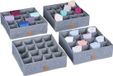 Relaxdays Ondergoed Organizer - Set van 4 - Stof - Grijs