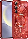 Techsuit Luxury Glitter Back Cover hoesje met MagSafe voor Samsung Galaxy S24 - Rood