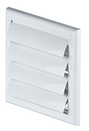 MKK Ventilatierooster met beweegbare lamellen, insectennet, jaloezie, afsluitrooster, terugslagklep, afsluitklep, wit, Ø 100 mm