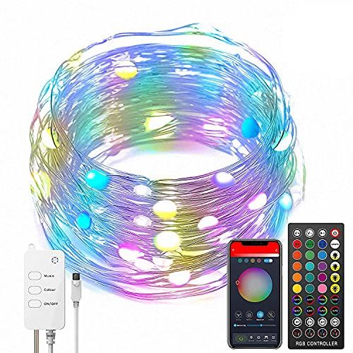 M2 OUTLET Led-lichtsnoer, 10 m muzieksynchronisatie, kleurverandering, RGB-led-ketting, afstandsbediening, Smart Alexa Google Home Tuya