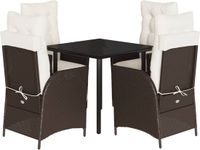 vidaXL 5-delige Tuinset met Kussens, Bruin, Polyrattan