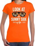 Bellatio Decorations Sunny Side Feest T-shirt / Shirt Look at the Sunny Side of Life voor Dames - Oranje - M