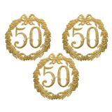Merkloos / Sans marque Ophang Jubileum cijfer 50 jaar - 3x stuks - Dia 24 cm - Muur/wand versieringen - Abraham/Sara thema feestartikelen