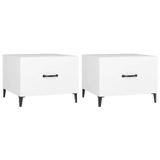 vidaXL Salontafel 2 stuks met metalen poten 50x50x40 cm wit