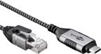 Goobay USB-C (m) naar RJ45 (m) Slimline Gigabit Ethernet Kabel - Nylon Sleeve - 1 meter - Zwart/Grijs