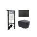 Geberit QeramiQ Dely Swirl Toiletset - 36.3x51.7cm - Geberit UP320 plieger inbouwreservoir - 35mm zitting - mat zwarte metalen bedieningsplaat - ronde knoppen - mat zwart