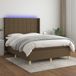 Maison Exclusive - Boxspringbed met matras en LED-verlichting, donkerbruin, 140x200 cm, gestoffeerd