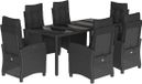 vidaXL 7-delige Tuinset met Kussens, Zwart, Poly Rattan
