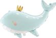 PARTYDECO - Hemelsblauwe walvis aluminium ballon 78 x 50 cm met gouden kroon