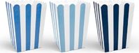 Merkloos / Sans marque Partydeco Gestreepte popcorn bakjes blauw