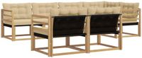 vidaXL - Hoek loungeset - 7 zitplekken - Wit en Beige - Acacia Hout