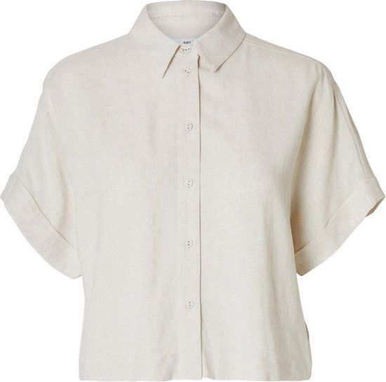 Selected Femme Viva SS Cropped Shirt Sandshell Beige 38 Women's