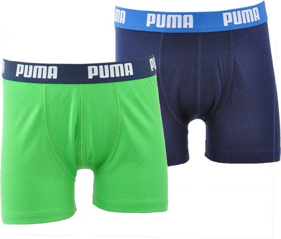 PUMA Jongens Basic Boxershort - Maat 158/164 - Groen/Blauw - 2-Pack