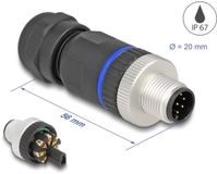 Delock M12 Connector A-coded 8 pin male for mounting with screw connection