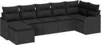 vidaXL - Tuinbank - Set - 3 zitplekken - Zwart - Polyrattan