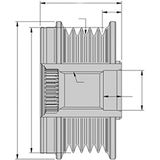 HELLA 9XU 358 038-751 Dynamovrijloop - Schroefdraadmaat: M16x1,5 - Aantal groeven: 8 - Met kap
