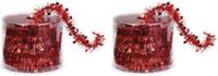 Inge-glas Rood 2x Dunne kerstslingers 3,5 x 700 cm - Guirlandes folie lametta - Rode kerstboom versieringen