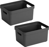 Bellatio Decorations Sunware Opbergbox Sigma - 10 stuks - Kunststof - Antraciet - 5 liter