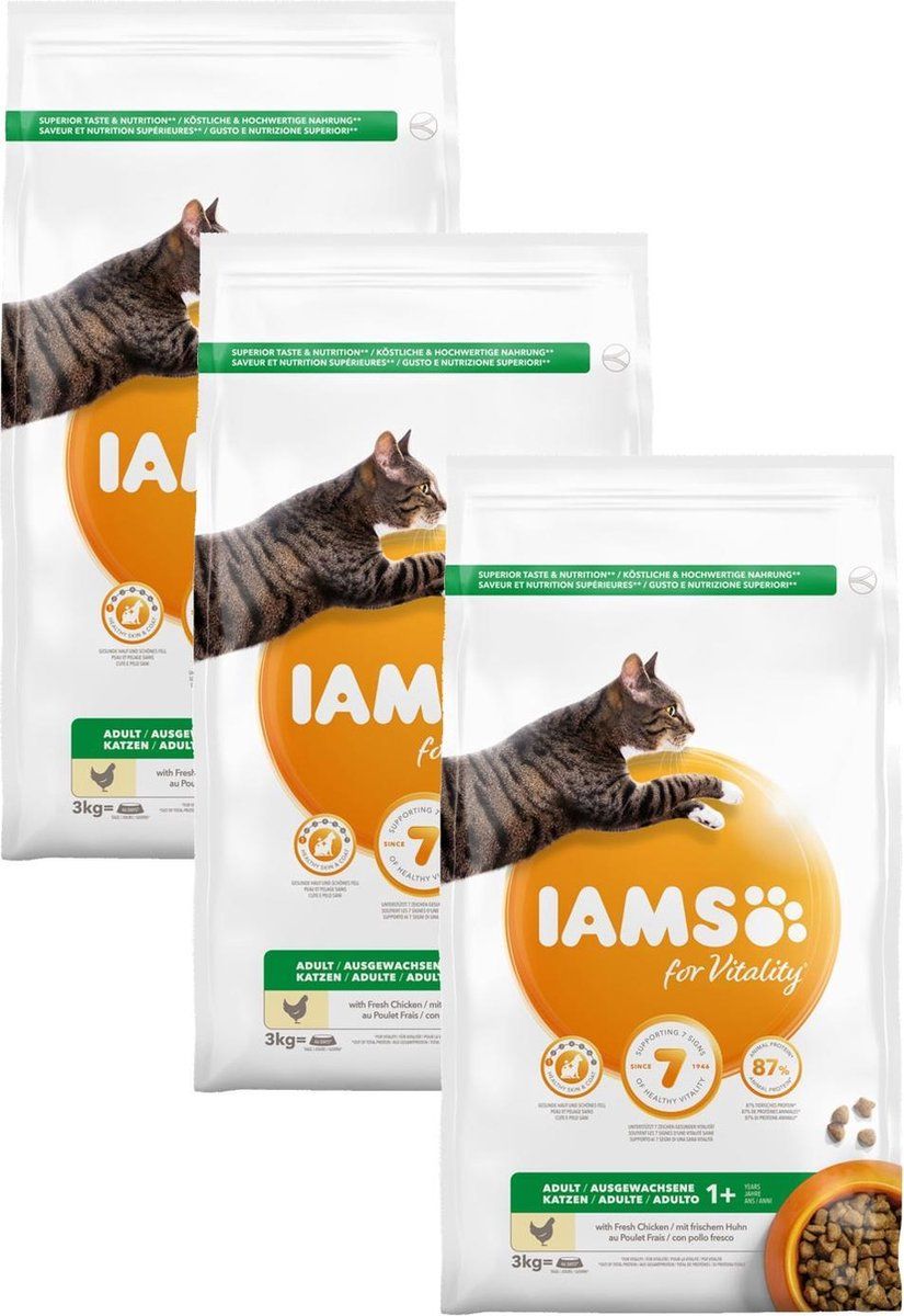 Iams 3x Kat Adult Kip 3 kg