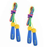 OTraki Rope Skipping touw, springtouw voor kinderen, verstelbaar, 2 stuks, met houten handvat en katoenen touw, voor jongens en meisjes, fitness, spel en botontwikkeling te bevorderen, 250 cm (blauw)
