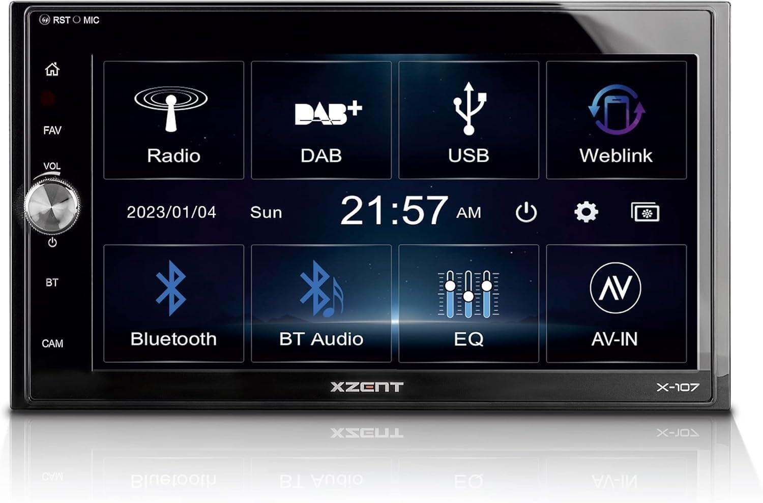 XZent XZent X-107 - Multimediasysteem - 2 Din -  DAB+ - BT - Touchscreen 6.75" - LCD scherm