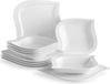 Merkloos Bolt Edge Serviesset - 6 Persoons - 12 Delig - Porselein - Wit