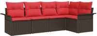vidaXL Tuinbank Set 5-zits Bruin Polyrattan
