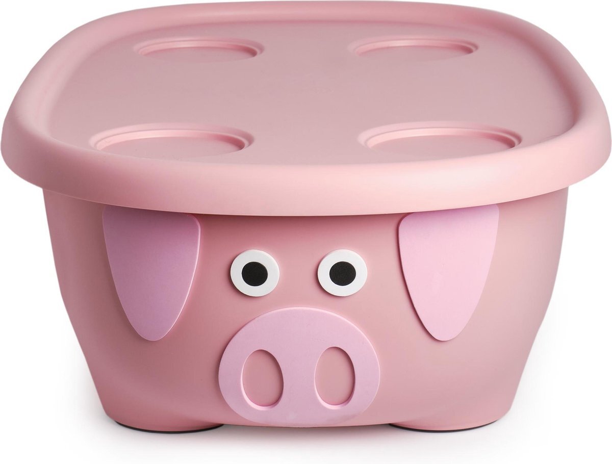 PRINCE LIONHEART Tubimal® Met Hangmat |Baby & Peuter Badje| Opbergruimte Met Deksel | Stapelbaar | Herbruikbaar - Roze Varken roze