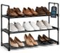 CUQOO Premium 3 Tier Heavy Duty Metalen Schoenenrek in Zwart
