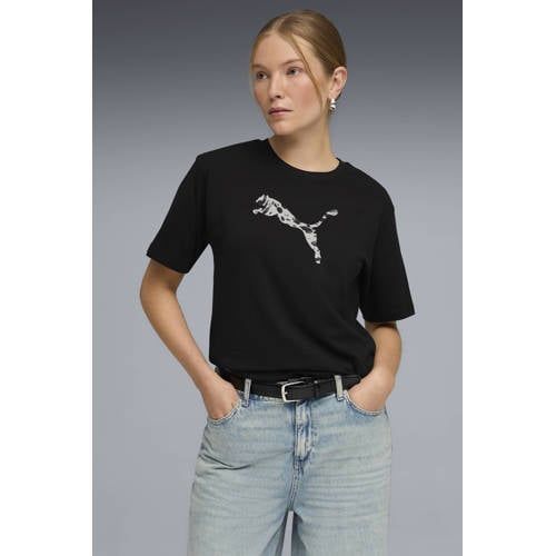 Puma ESS Graphic Animal Relaxed Tee Zwart