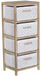 Commode 4 tiroirs tissu blanche/naturelle 40x30x94 cm