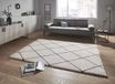 Mint rugs Hoogpolig vloerkleed geruit Feel - crème/petrol 160x230 cm